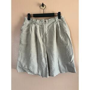 Graham Gunn Vintage 90s 100% Linen High Waist Pleated Shorts Oatmeal Neutral 12